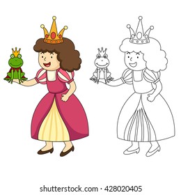 illustration of educational coloring book vector-princess