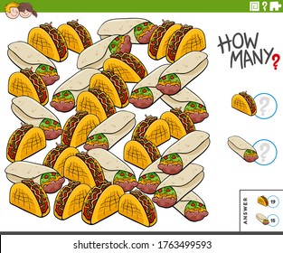 Illustration of Educational Counting Game for Children with Burrito an Taco Food Objects
