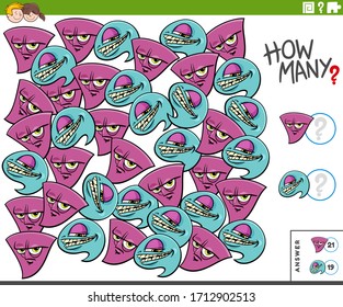 Illustration of Educational Counting Task for Children with Monsters Characters