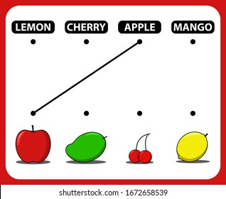 illustration of educational game for children. the game guesses the fruit name for kids and kindergarten. vector