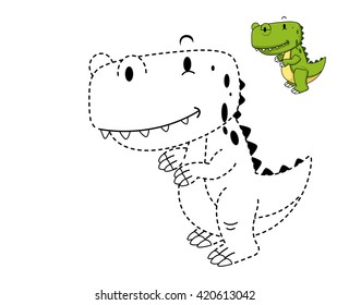 Illustration of educational game for kids and coloring book vector-dinosaur