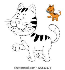 Illustration of educational game for kids and coloring book vector-cat