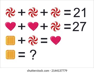 illustration. Educational a mathematical game. Logic task for children. Addition, subtraction