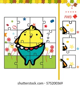 Illustration of educational task for children with chicken