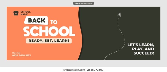 Illustration of Educational Themed Back to School Banner for All Ages in Orange and Brown Color