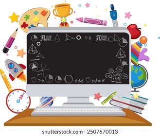 Illustration of educational tools and learning symbols