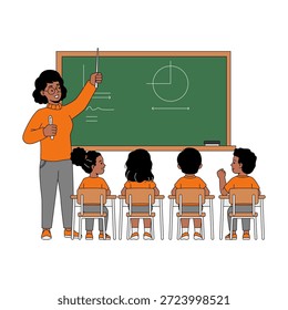 Ilustração de Um educador ensinando em aula para o Mês da História do Negro Americano.