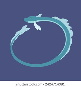 Illustration of an eel character curled up in a circle