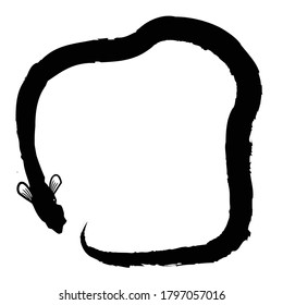 Ilustración de anguila. Silhouette de anguila. Silueta de pescado sobre fondo blanco.