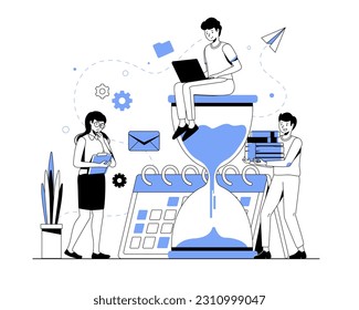 Illustration of effective time management. Manage strategic plans, tasks, events, and business meeting schedules. To-do list and business development plan