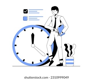 Illustration of effective time management. Manage strategic plans, tasks, events, and business meeting schedules. To-do list and business development plan