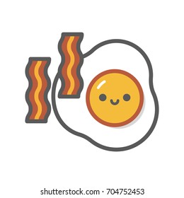 Illustration of egg and bacon for breakfast isolated in white background