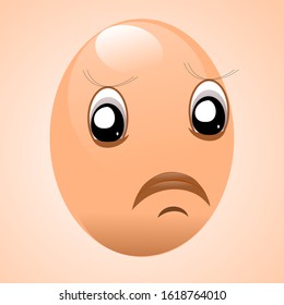 illustration of an egg being disappointed. Emoticons. Love symbol. Cartoon design elements for Valentine's Day greeting cards, printed t-shirts, icons, logos, labels, stickers