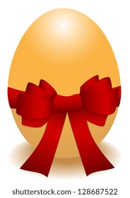 Illustration of egg with a bow on white background with shadow