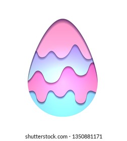 Illustration of egg carving of paper with paint drops and shadow. Vector easter element for card, invitations, banners, stickers and for your design