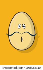 Illustration Of Egg Character With Thin Mustache On Orange Background