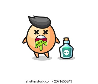 illustration of an egg character vomiting due to poisoning , cute style design for t shirt, sticker, logo element