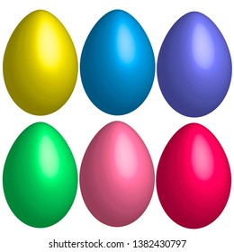 illustration of egg collection yellow red blue pink green vector graphics