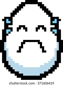 An illustration of an egg crying in an 8-bit cartoon style.