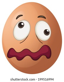Illustration of an egg with a face on a white background