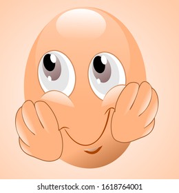illustration of an egg fantasizing. Emoticons. Love symbol. Cartoon design elements for Valentine's Day greeting cards, printed t-shirts, icons, logos, labels, stickers