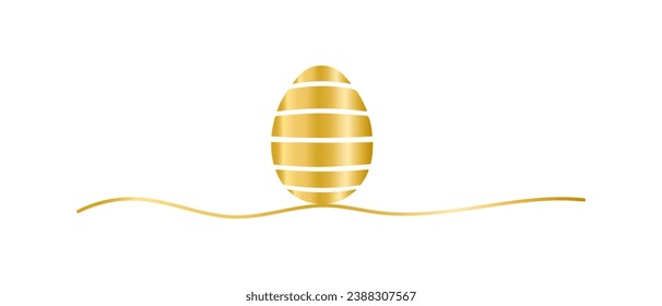 illustration of an egg in gold with a line underneath, isoated on white background, Vector illustration design element for Easter holiday, eps 10