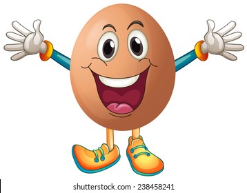 Ilustración de un huevo con cara feliz