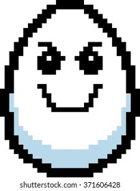 An illustration of an egg looking evil in an 8-bit cartoon style.