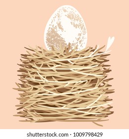 Illustration of an egg in a nest of twigs