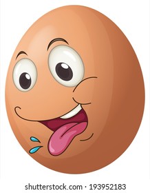 Ilustración de un huevo con una cara lúdica sobre un fondo blanco