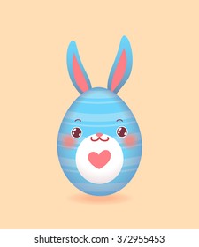 Illustration of egg shape easter bunny with heart.
