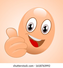 illustration of an egg showing a thumb. Emoticons. Love symbol. Cartoon design elements for Valentine's Day greeting cards, printed t-shirts, icons, logos, labels, stickers