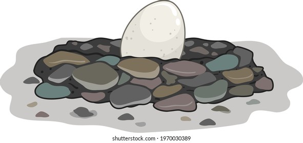 Illustration of an Egg in a Stone Nest