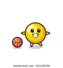 Illustration of egg yolk cartoon is playing basketball , cute design