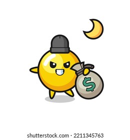Illustration of egg yolk cartoon is stolen the money , cute design