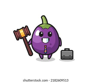 Illustration of eggplant mascot as a lawyer , cute style design for t shirt, sticker, logo element