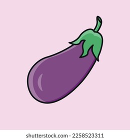 Ilustración de berenjenas - Vector vegetal - Planta de berenjenas