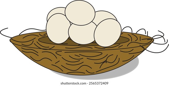 the illustration of eggs in the bird nest