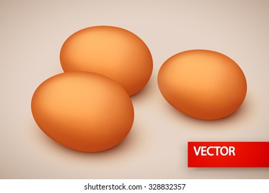 illustration of  eggs lying on brown background