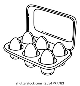 Illustration of eggs tray. Stylized food object for cooking recipe and menu.