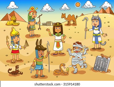 Illustration of egypt child cartoon. EPS10 File simple Gradients