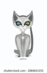 Illustration Egyptian cats with colorful eyes and cats with beautiful fur, family of cats, pedigree