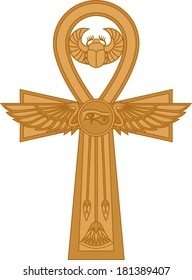 Illustration of egyptian cross Ankh isolated on white.
