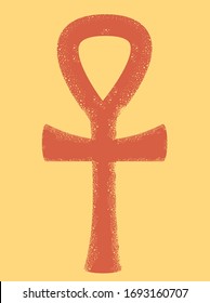 Illustration of Egyptian God Belief Sign Called Ankh with Cross Shape and Oval Loop Symbol of Life