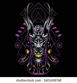 illustration of an Egyptian mythical animal, the mythical anubis god.