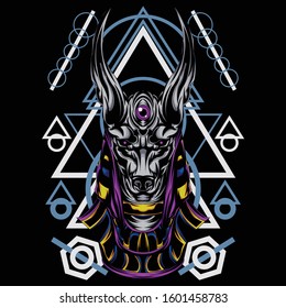 illustration of an Egyptian mythical animal, the mythical anubis god.