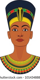 Illustration of Egyptian Queen and the Great Royal Wife of Akhenaten, Nefertiti