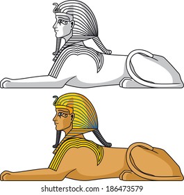 Illustration of the Egyptian Sphinx isolated on white.