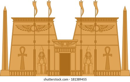 Illustration of the Egyptian Temple isolated on white.