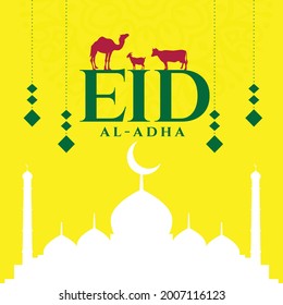 Illustration of Eid ADHA mubark and Aid said. beautiful islamic and arabic background of calligraphy wishes 